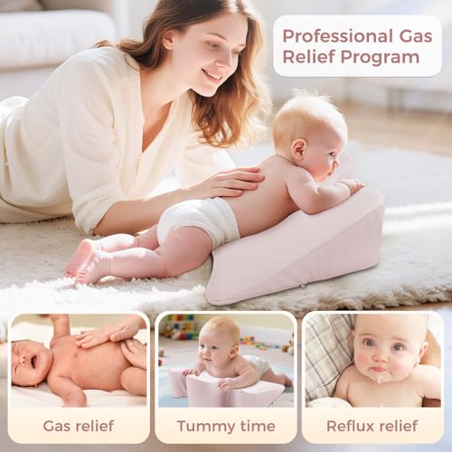 Image of EKEPE Nursing Reflux Prop for Baby Gas, Colic Relief & Burp, Tummy Time Mat for Feeding, Neck, Shoulder and Body Support, Activity Support for Newborns and Infant 0-12 Months - Pink