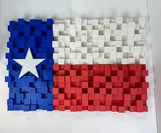 Texas Flag Wall Art: Acoustic Sound Diffuser: Measures 16" Tall x 24" Wide x 2" deep. Comes with a 10' roll of Double Sided mounting Tape for Easy Installation.