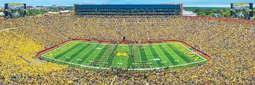 Image of MasterPieces - 1000 Piece Jigsaw Puzzle, NCAA Michigan Wolverines, Panoramic Football Stadium View, Fun for Adults and Family, 13 inch x39