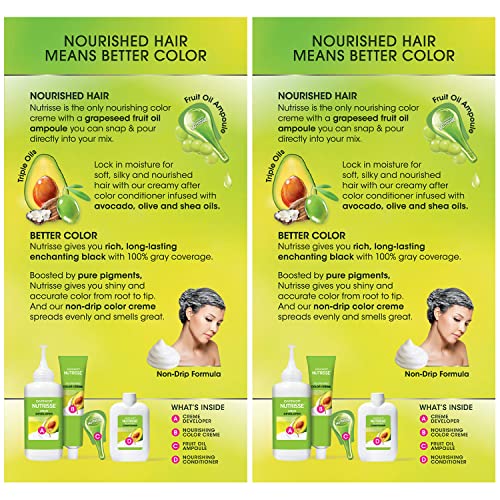 Garnier Hair Color Nutrisse Nourishing Creme, 11 Blackest Black (Peppercorn) Permanent Hair Dye, 2 Count (Packaging May Vary) #TOP1