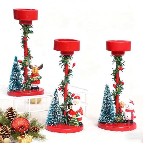 Portavelas de Navidad, portavelas de dibujos animados, decoración de Navidad para velas de té, centros de mesa de Navidad, decoración de interiores, adornos festivos, hogar de mantel (3 paquetes)