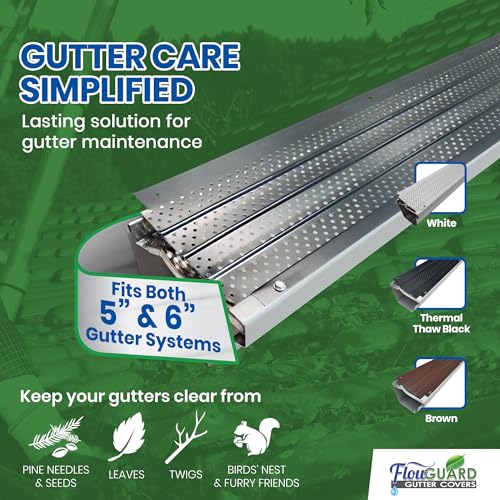 Image of FlowGuard Heavy-Duty 5 inch /6 inch USA Slip-Under Gutter Guards, Matte, 5,100 Ft