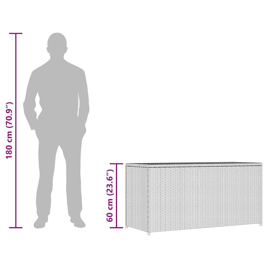vidaXL Skrzynia ogrodowa, czarna, 120 x 50 x 60 cm, rattan PE