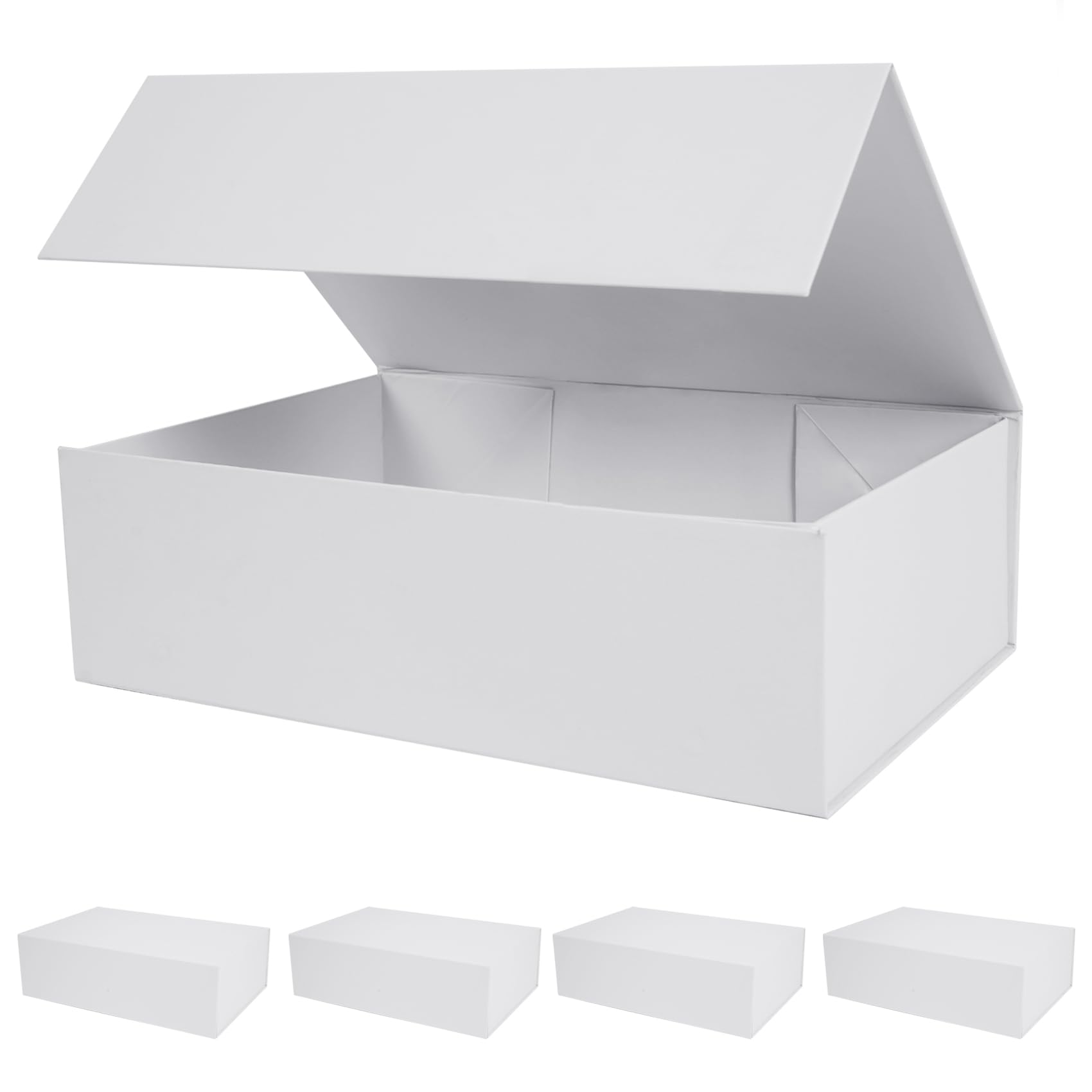 Aimyoo Confezione regalo nera, 35 x 22,9 x 10,9 cm, con coperchio e chiusura magnetica, rettangolare, pieghevole, per proposte di sposo, matrimoni, compleanni, confezione da 5