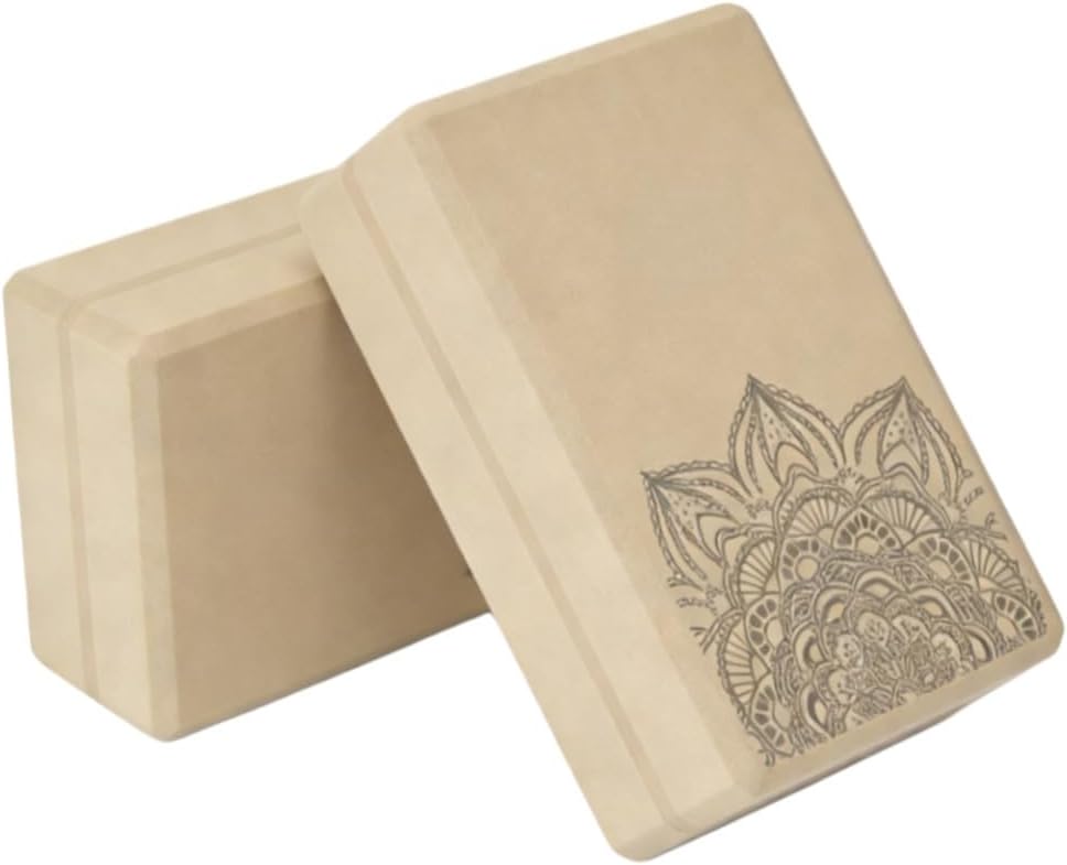 EVA Yoga Blocks 2 Pack, High Density Non-Slip Yoga Bricks with Mandala Pattern, 9" x 6" x 3" for Yoga, Pilates, Stretching