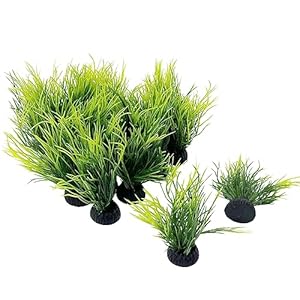 Smoothedo-Pets Aquarium Plants Fish Tank Decorations 20pcs Small Size/2inch Tall Plastic Artificial Plant Goldfish Waterscape Fish Hides Mini Grass Set (Green-Dark)