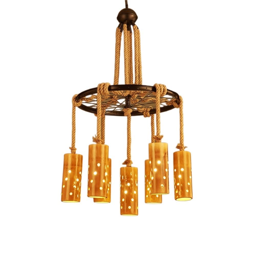 Lustre bambou de qualité supérieure plafonnier fer forgé durable 7-Li