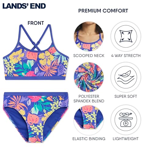 Image of Lands' End Girls' Swim UPF 50+ Adjustable Strap Bikini Set