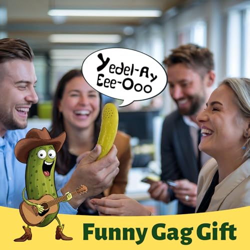 Pickle That Yodels- Singing Cucumber Toy – Funny Gag Gift Idea for Adults Friends and Family, Includes Batteries