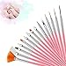 Nail Art Design Pinceaux,15PCS Brosse Pinceau Ongle Decor Liner Acrylique Manucure pinceaux pour Nail Art set complet de peinture Dessin Ligne de Nylon Cheveux Outil de Manucure(Rose)