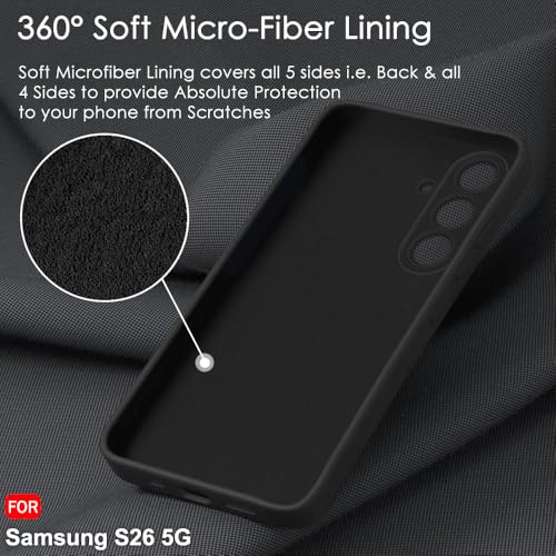 Image of TheGiftKart Genuine Liquid Silicone Back Cover Case for Samsung Galaxy S26 5G | Soft Micro-Fibre Lining Inside | Camera Protection Bump | Shockproof Back Cover for Samsung S26 5G (Silicone, Black)