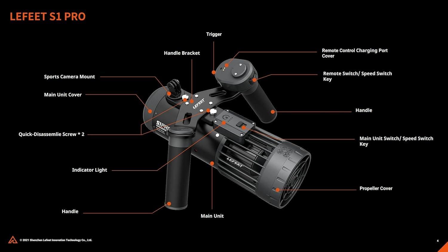 Scooter subacqueo, Booster per Nuoto subacqueo, Fotocamera Sportiva Compatibile con Booster per Scooter subacqueo per Piscina per Sport Acquatici,Single