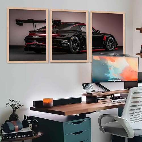 Image of TASVEE Car wall posters | set of 3 wall frames | posters for wall | Wall Decoration for Bedroom, Living Room & Office | Best Gift for Boys & Car Lovers (A2, LARGE 13X17, Framed)