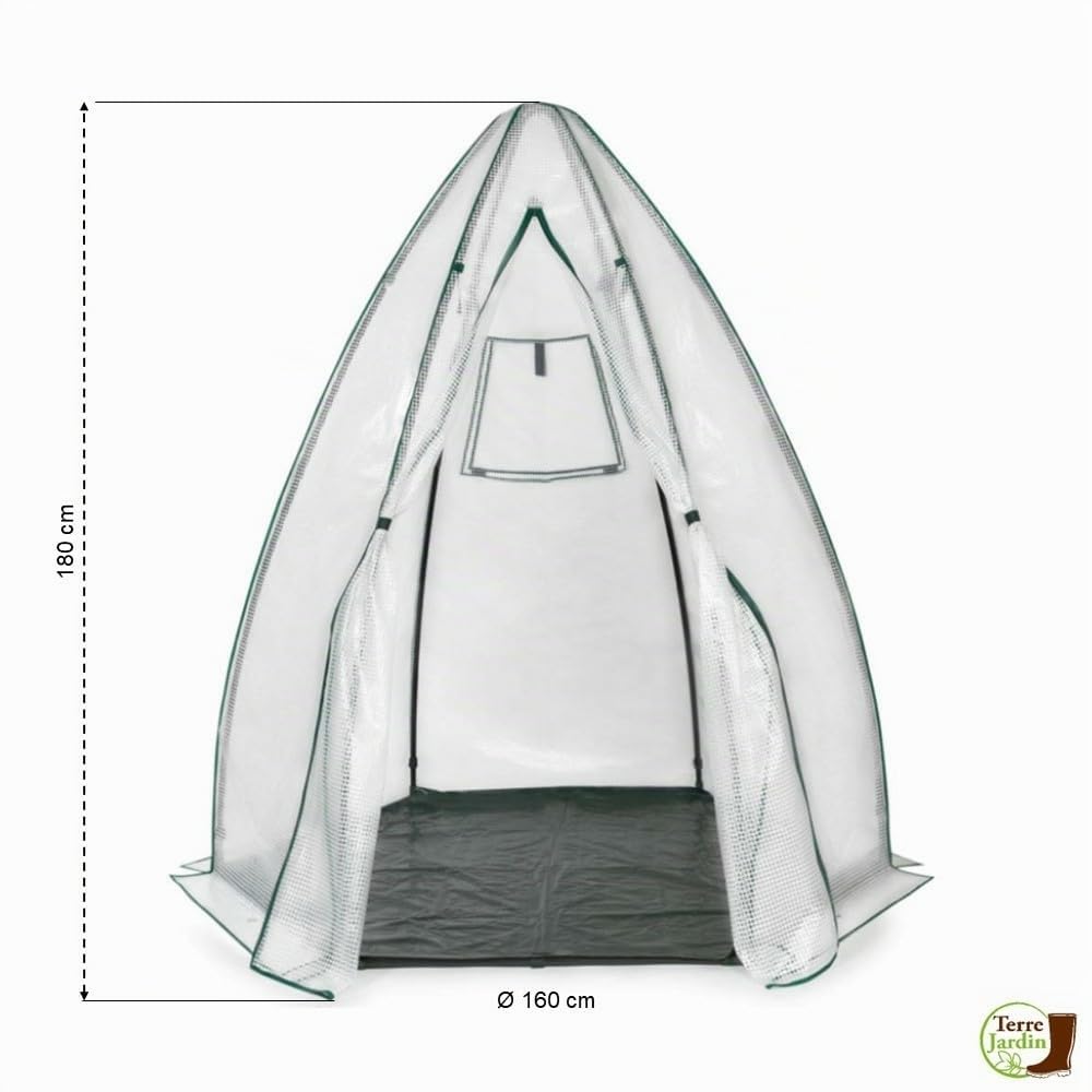 TERRE JARDIN Serre dôme Quatre Saisons, Acier et Polyéthylène Transparent - Ø 160 x H. 180 - Transparent