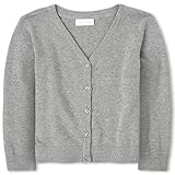 The Children's Place Girls' Uniform V Neck Cardigan H/T Smoke L (10/12)