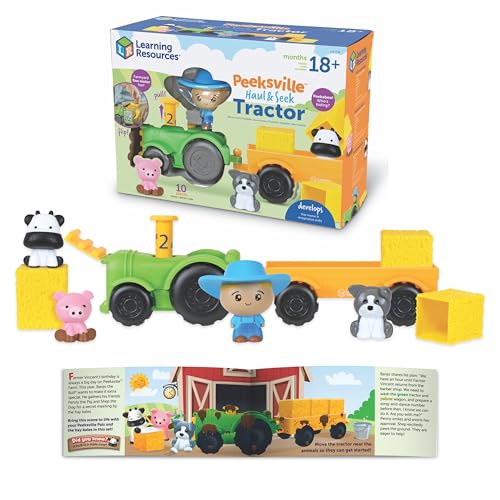 Image of Learning Resources Peeksville Haul & Seek Tractor - Farm Animals, Farm Games, Toddler Sensory Toys, Preschool Activities, Fine Motor Skills