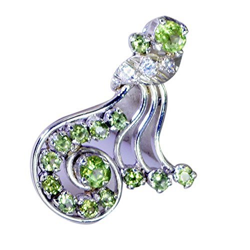 Pendentif péridot véritable et serti lunette en argent massif - 3