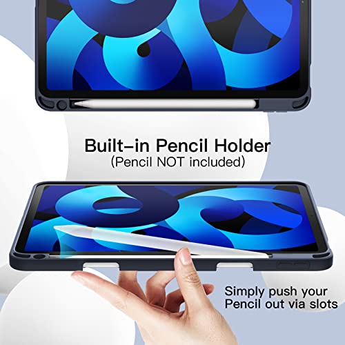 Image of JETech Cover Case for iPad Air 11-Inch M4 /M3 /M2 (2026 /2025 /2024), iPad Air 5 /4 (2022 /2020 5th /4th Generation 10.9-Inch) with Pencil Holder, Slim Tablet Cover with Soft TPU Back (Deep Navy)