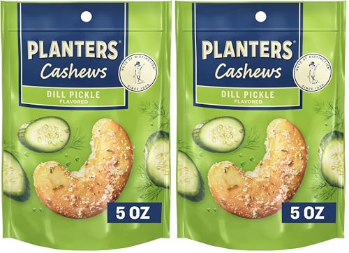 Image of PLANTERS Cashews Dill Pickle Flavored | Whole Nuts | Party Snacks | 5 Oz Bag | Pack of 2