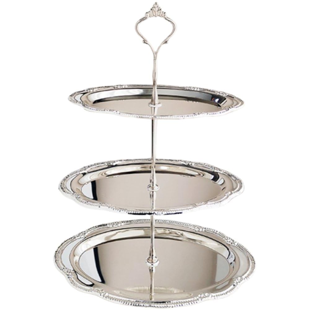 Soporte para Cupcakes De 3 Niveles, Bandeja De Acero Inoxidable con Relieve Vintage para Postres, Ideal para Fiestas De Té, Bodas Y Cumpleaños.