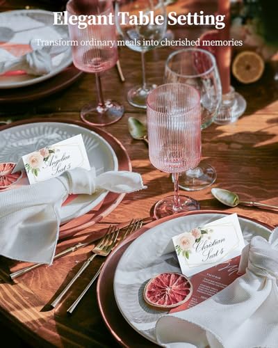 Uniclife 60 Pcs Paper Place Cards for Table Setting, 3.5\" x 2\" (Folded), Watercolor Rose Flower Seating Cards, Floral Table Tent Name Cards for Table Setting, Food Labels for Wedding Banquet Buffet - Thumbnail 4