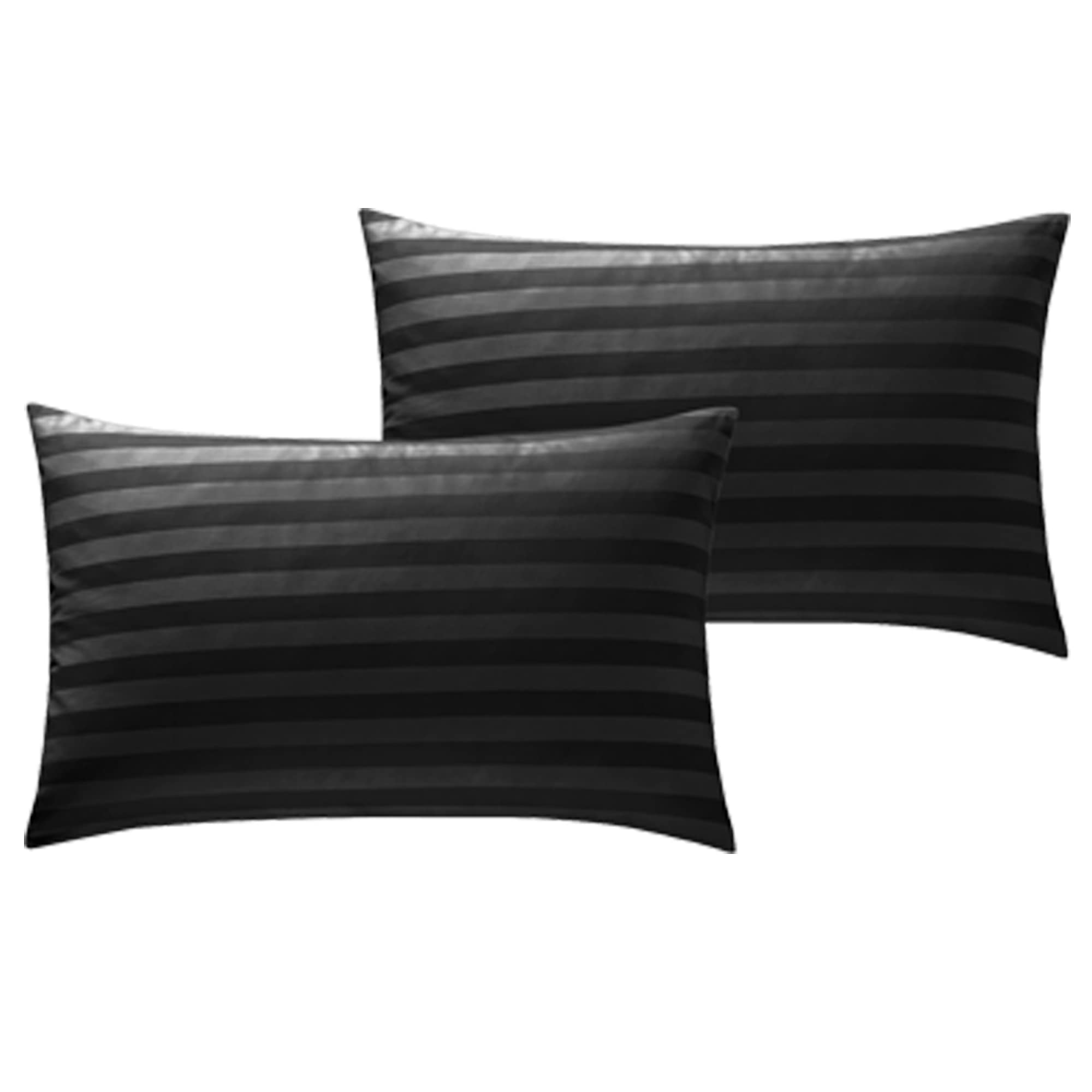 ED Luxury 250 Thread Count 100% Cotton Sateen Stripe Duvet Bed Cover with Housewife Pillowcases | 250 TC Hotel Striped Bedding (Housewife Pillowcase Pair, Black)