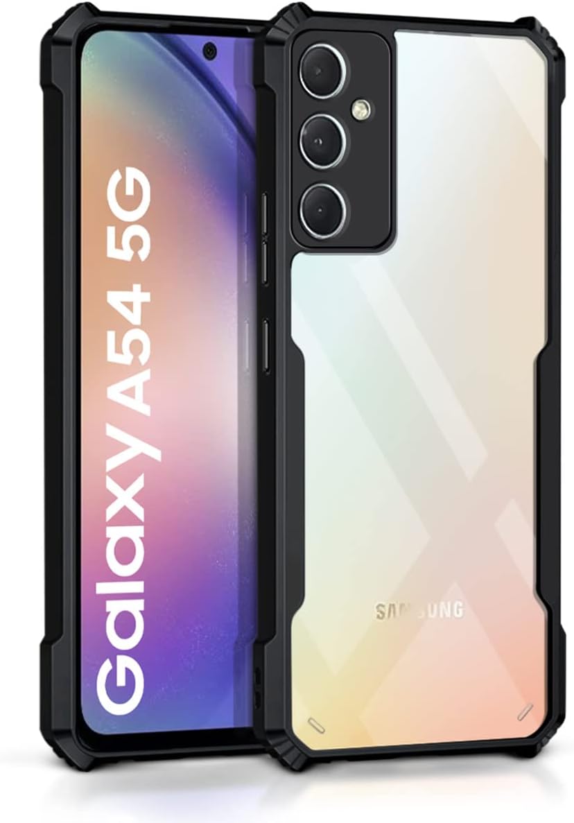 TPU+PC Shock Proof Clear Protective Back Case For Samsung Galaxy A54 5G-Airedge Technology|360 Degree Camera Protection|Transparent Hybrid Back Case Mobile Cover-Black
