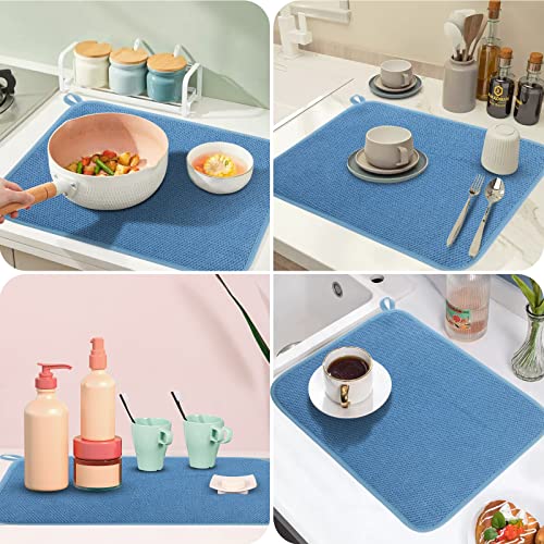 Geeric Microfiber Dish Drying Mat, Super Absorbent Kitchen Dish Drying Pad, Reversible For Countertop, 12 * 16 Inch Blue #TOP4