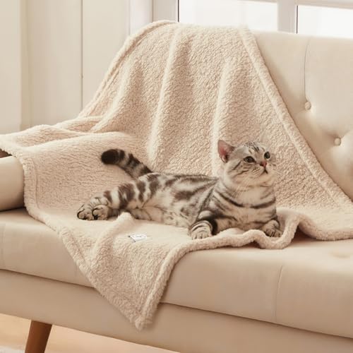 Image of 1 Pack 3 Blankets Fluffy Premium Fleece Pet Blanket Soft Sherpa Throw for Dog Puppy Cat Beige Small