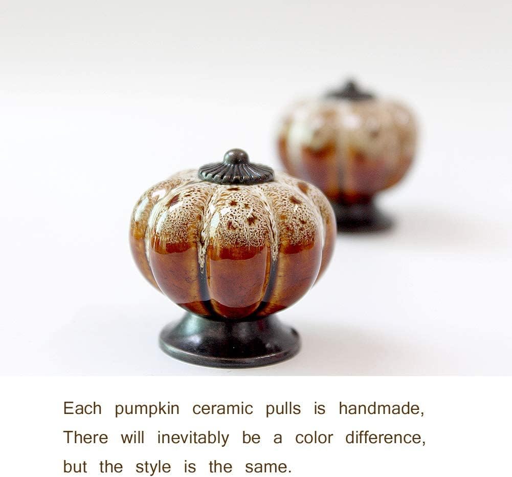 OLAYA Cabinet Knobs Handles, Drawer Handles, Cabinet Handles Ceramic Knobs Retro and Elegant Pumpkin Knobs Cabinet Drawer Handles Cbinet Pulls (32, Pumpkin White)