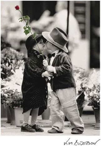 Kim Anderson The First Kiss (Kids First Kiss Tender Moments) Photography Poster Print 9x12