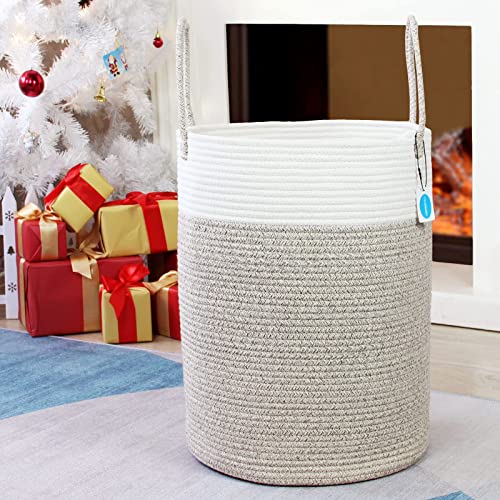 Casaphoria Tall Laundry Basket With Handles,Woven Cotton Rope Storage Basket For Organizing,Round Storage Hamper For Blanket Pillows Dirty Clothes,Woven Basket Large For Bathroom Livingroom Bedroom #TOP5