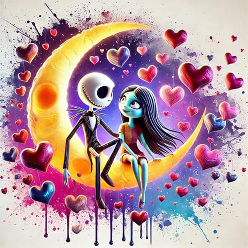 Christmas Jack And Sally Moon Love Diamond Art Kit
