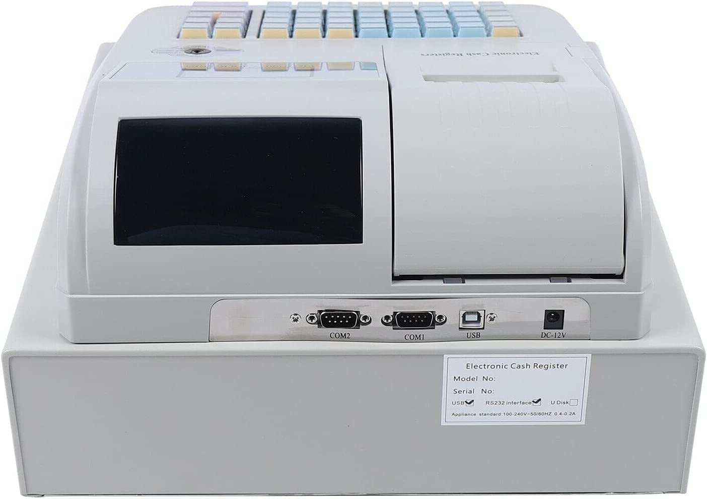 Caja registradora Sistema TPV electrónico con cajón, Caja registradora Comercial de 8 Leds Digitales 48 Teclas para pequeñas Empresas, restaurantes y supermercados