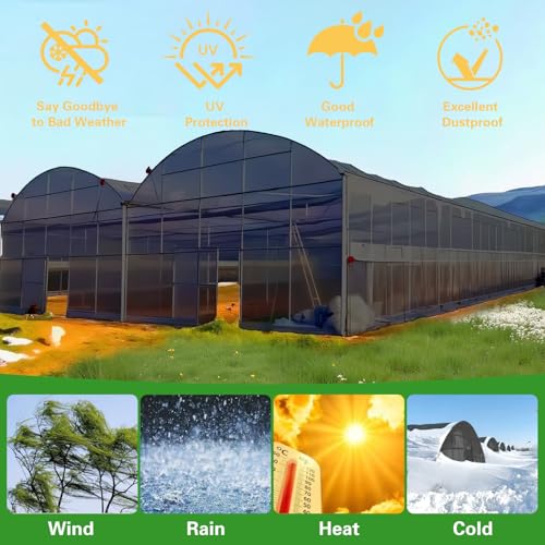 2 X 3M Extra Dick Gewächshausfolie, Polyethylenfolie Transparent Gewächshausfolie, 40Mu Reißfest Wasserfest Gartenfolie aus Polyethylen für Gartenarbeit Isolierung Bauwesen und Staubschutz (Schwarz)