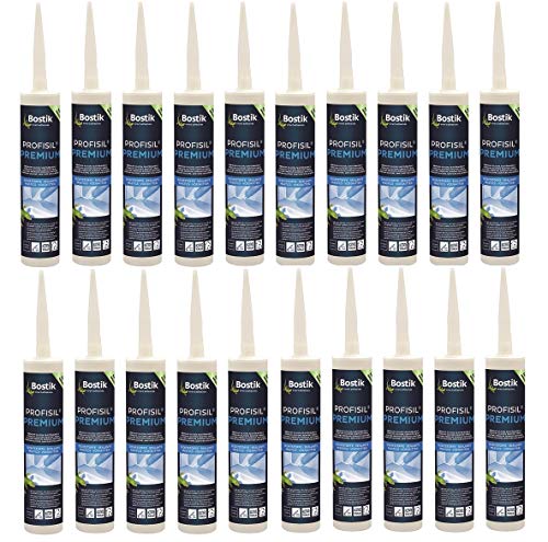 Preisvergleich Produktbild 20 x Bostik Sanitärsilicon Profisil Premium transparent 1K Silikon Dichtstoff 300ml Kartusche