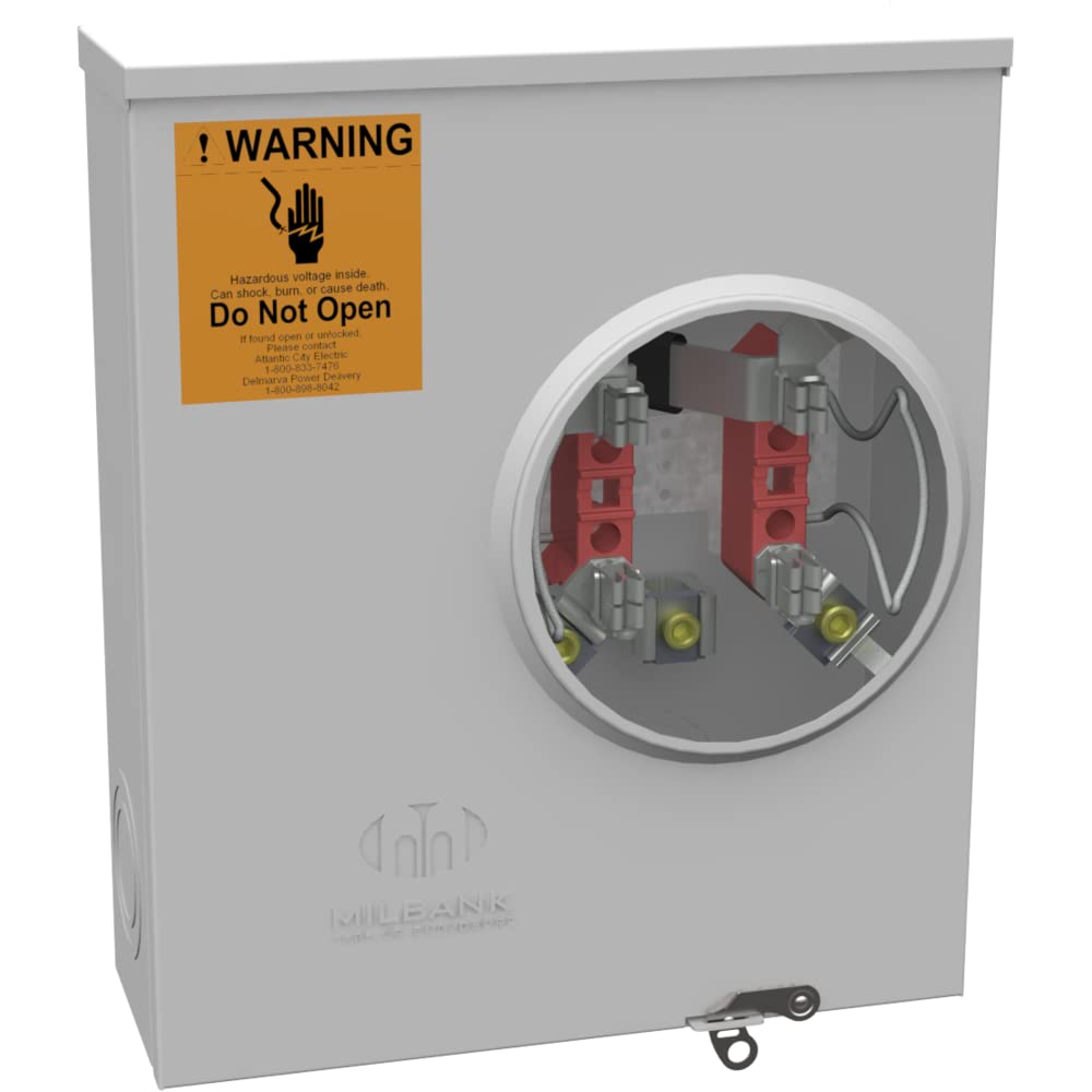 Milbank U1980-O-KK-DPL 1 Phase Ringless Meter Socket With Horn Bypass 4 Jaw 1 Position 200 Amp