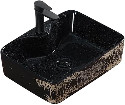 Bathroom Sink Retro Countertop Basin Household Ceramic Wash Basin Bathroom Wash Basin Personalized Hand-carved Pattern Sink Vessel Sinks