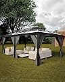 GarveeLife Hardtop Gazebo 12'x20' for All Weather, Double Polycarbonate Sheets Roof, Aluminum Alloy Frame, Net, and Curtain, Permanent Building for Patio, Deck, Backyard, Lawn, and Garden, Gray