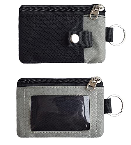Image of CHENSPRX Minimalist RFID Blocking Small Wallet with ID Window,WaterResistant Zip Id Case Wallet with Lanyard Keychain for Cards,Cash,Travel,Women,Men