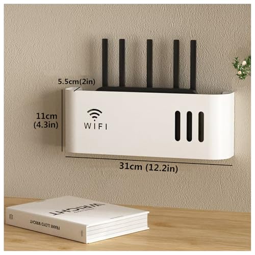 WLAN-Router-Box für die Wand – Regal zum Verstecken von TV-Kabeln, Aufbewahrungsbehälter für Router (weiß)