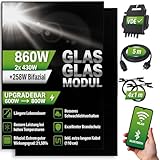 ☀️ BIFAZIALE SOLARMODULE - Durch die bifazialen Solarmodule können Sie bis zu 30% mehr Energie erzeugen, bei gleicher Wattzahl. Die Technologie ermöglicht es, Sonnenlicht auf beiden Seiten der Module (Glas-Glas) zu nutzen.