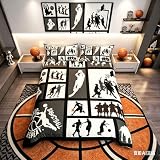 Juego de Ropa de Cama de Baloncesto para niños, Juego de Cama Doble de competición de Baloncesto, Juego de Ropa de Cama con temática Deportiva, diseño geométrico Negro, de Dormitorio, 3 Piezas