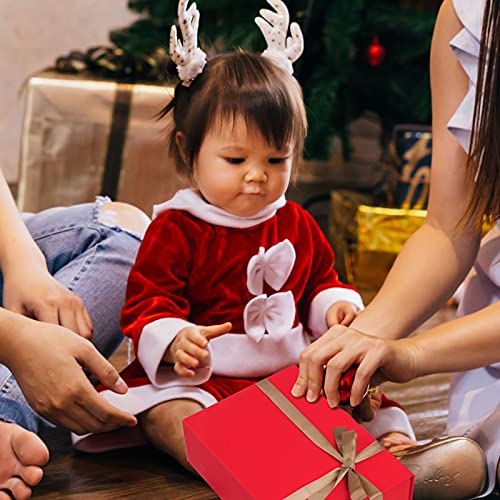 Image of LIFELUM Christmas Boxes 2 Pack 13.85 x 8.35 x 4.45 inch Large Gift Boxes with Magnetic Lids for Presents Red Gift Boxes Valentine's Gift Box Contains Card, Ribbon, Shredded Paper Filler