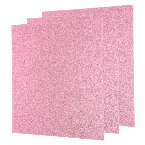 Image of MECCANIXITY 3Pcs Pink Glitter Acrylic Sheets 1 /8 inch Thickness 12 inch x 12 inch Glossy PMMA Fluorescent Plastic Sheets Extruded Translucent Blanks for DIY Art Crafting Laser Cutting & Engraving