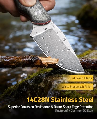 CVLIFE 3.14" 14C28N Fixed Blade EDC Camping Knife with Kydex Sheath, Grey - image 4