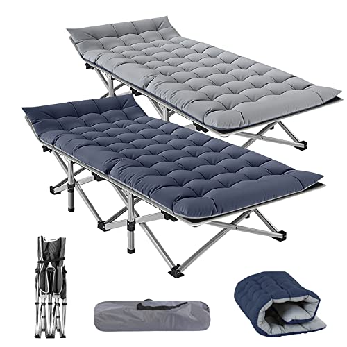 NAIZEA Folding Camping Cots for Adults, Portable Cot with Mattress Heavy Duty Outdoor Bed with Carry Bag 1200d Oxford Cloth Sleeping Cots for Camping Office Nap Home Guest Beach Travel