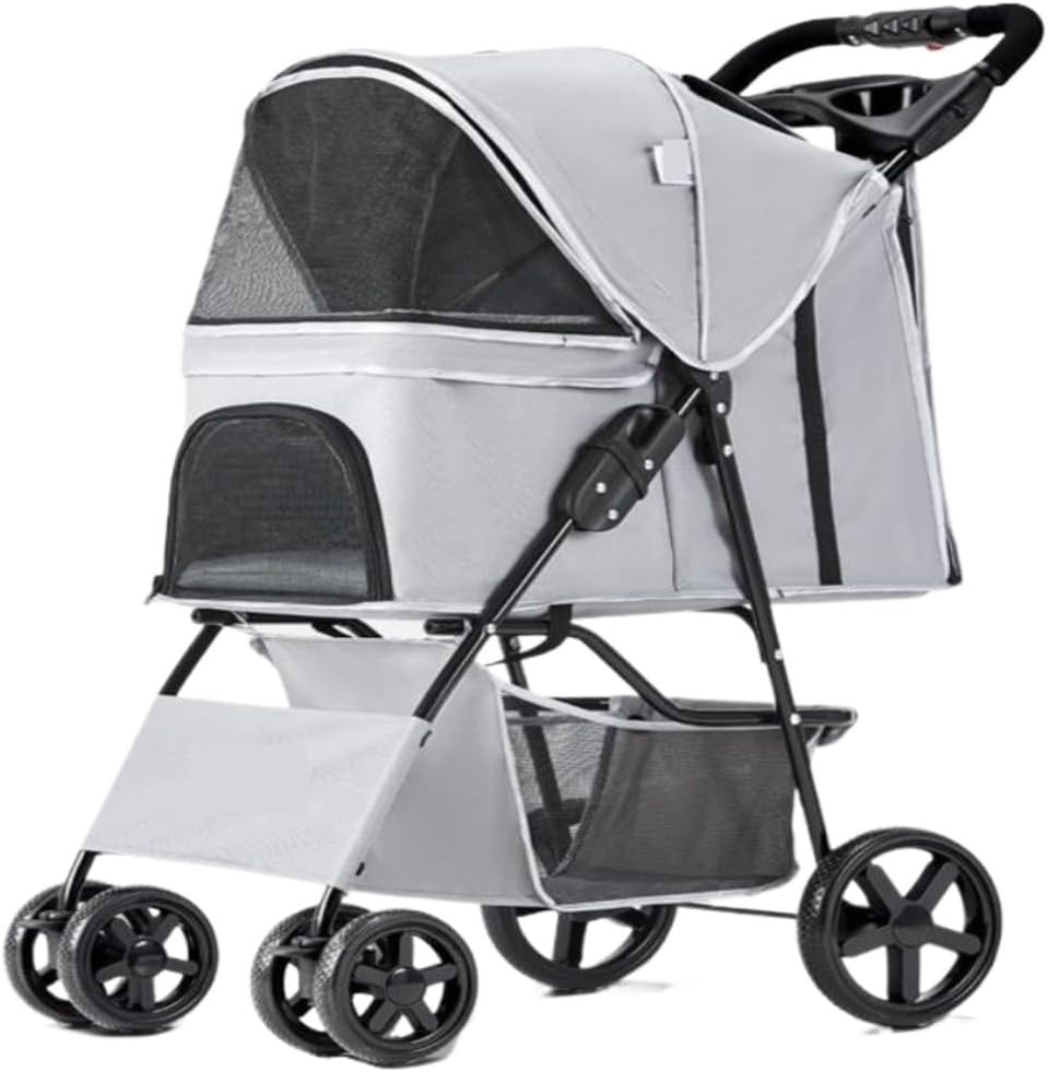 Pet Strollers Pet Stroller for Outings, Small Pull Cart, Puppy Stroller, Dog Walking Cart, Small, Lightweight, Foldable Cat Pet Stroller Medium(Blue,A)