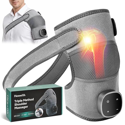 Apex Drive Hewelth Triple Method Shoulder Massager with Heat Compression & Vibration Massage Triple Therapy for Shoulder Tension Muscle Pain Relief & Relaxation
