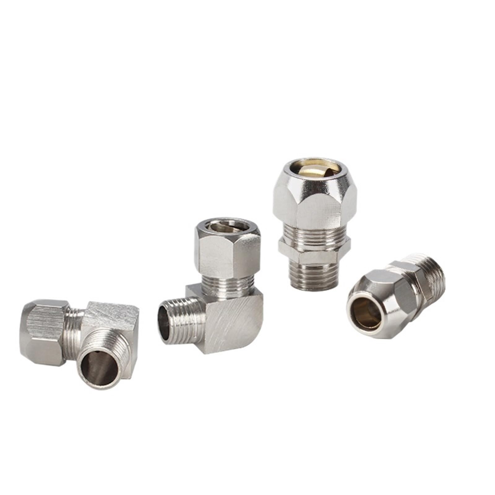 1PC Nickel Plated Brass Compression Tube Pipe Fittings PC Compression Union Connector&Compression Sleeves Ferrules(PC 10mm,3I8)